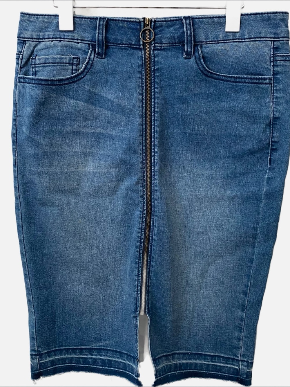 Denim Pencil Skirt (Sears) Roebuck & Co Light Distressing Western Cowgirl